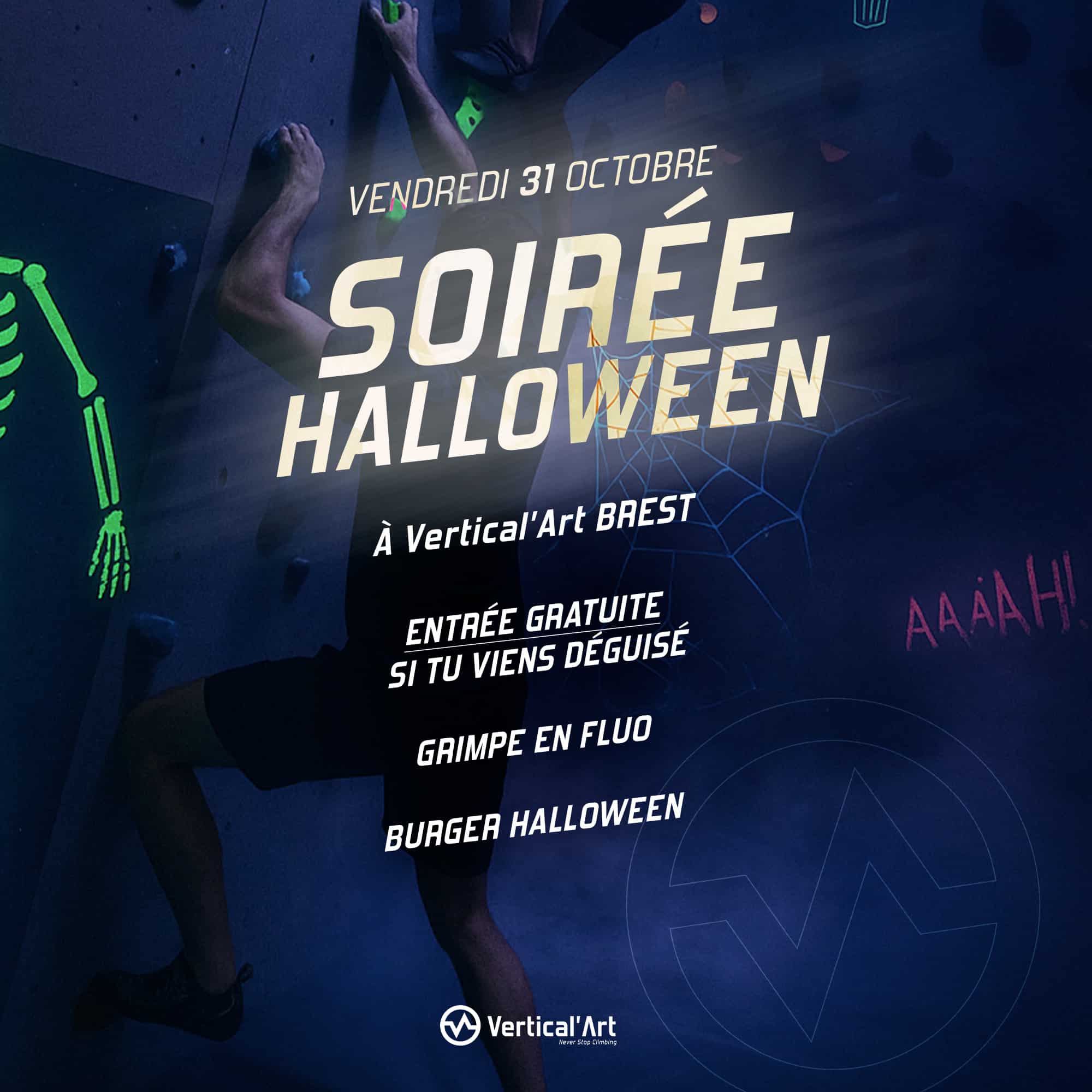 Soirée Halloween à Vertical’Art Brest — salle d’escalade, restaurant et bar. Soirée déguisée !